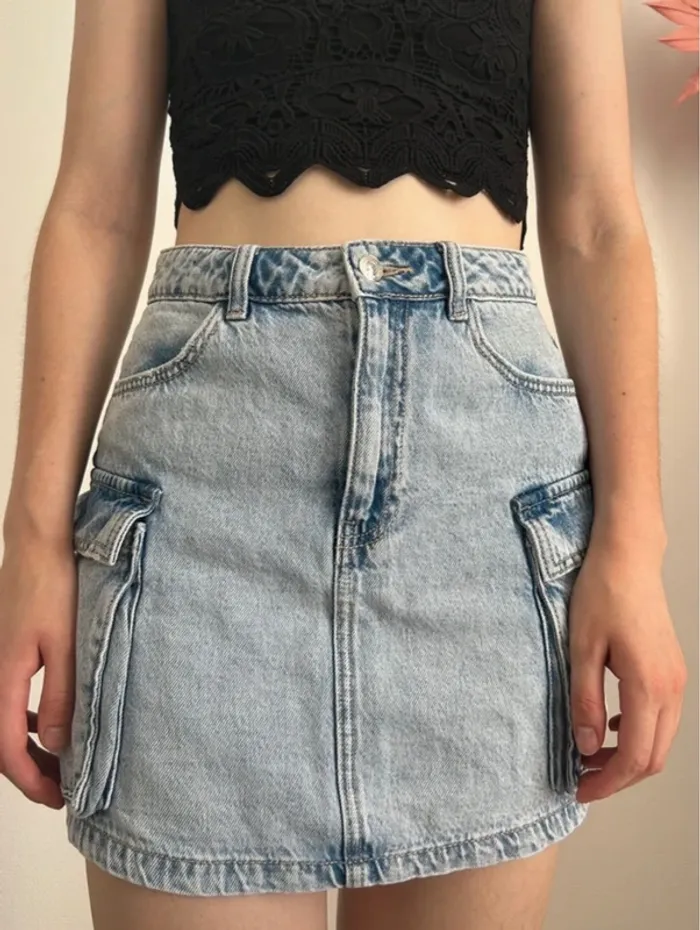 Jupe en jean taille haute Zara - photo numéro 3