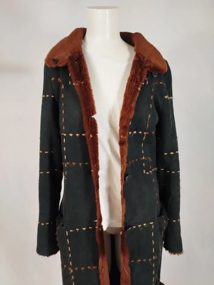 Manteau long suède -  Nicky Zed - Vintage Rétro pièce rare 70 s 80 s A268 - photo numéro 3