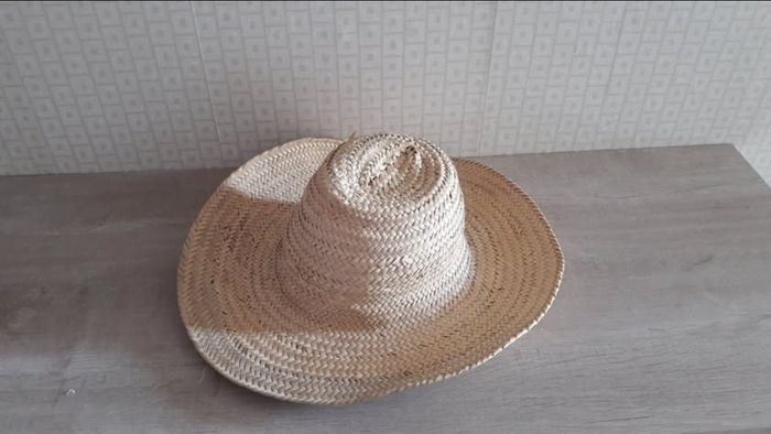 Chapeau En Paille style Orientale Fait Main Neuf - photo numéro 3