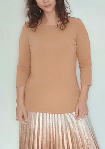 Haut camel manches trois quarts taille 38