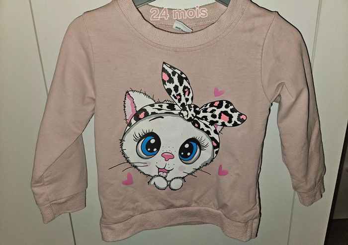 Sweat rose chat bandana léopard 🐱💗 18-24 mois