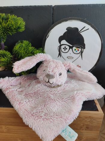 Doudou plat lapin rose Guimauve Baby nat bn0219 carré Fourrure 3429