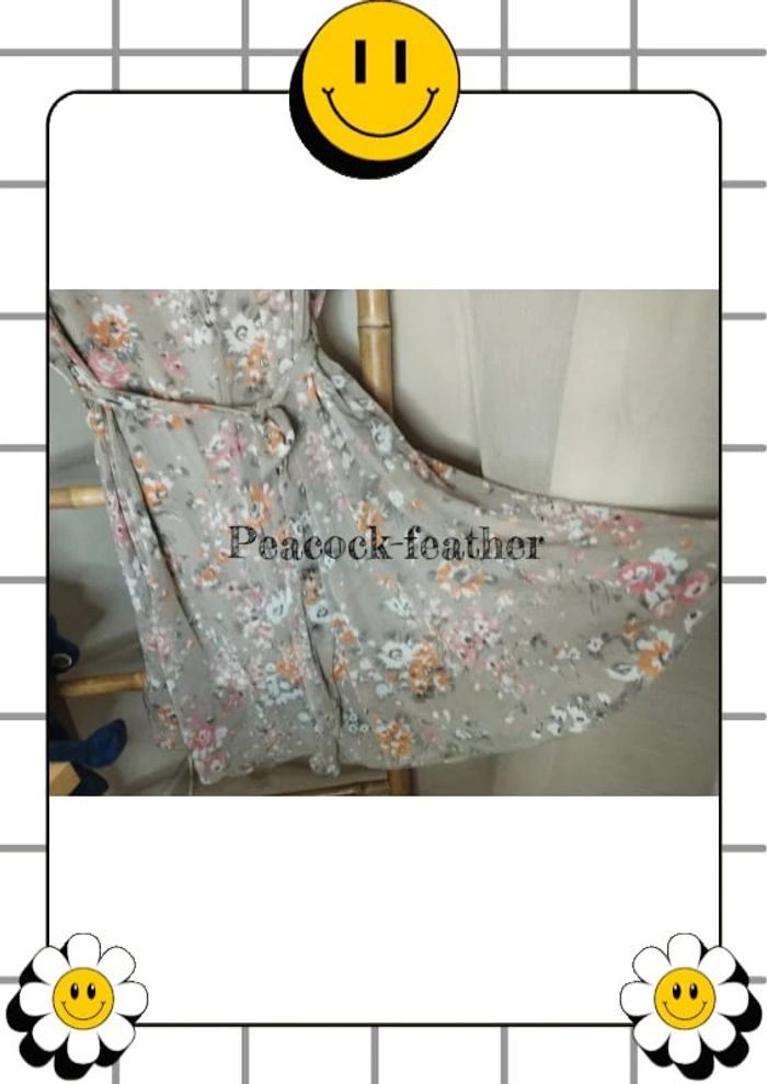 Robe beige fleurie afibel 56 neuve - photo numéro 3