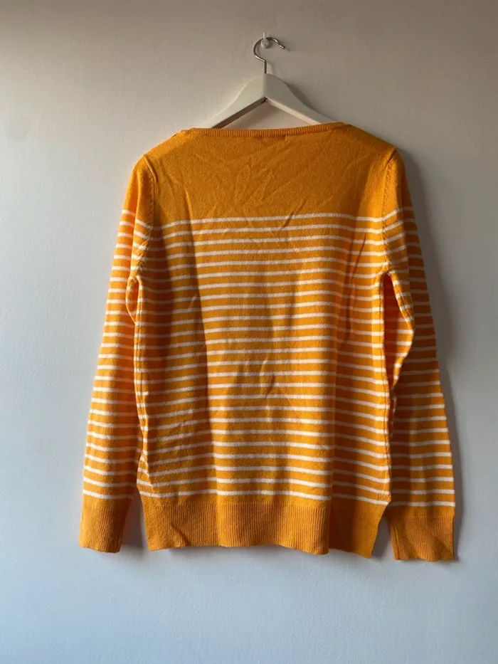 Pull Tisaia 38/40 Marinière orange et blanche - photo numéro 4