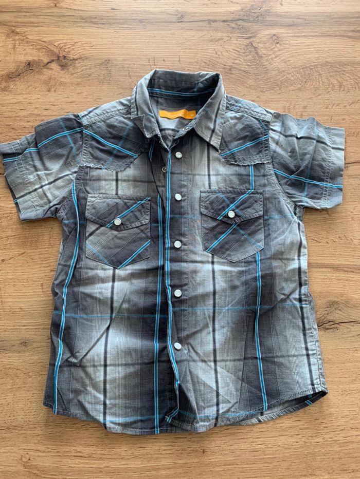 Chemisette bleue carreaux garçon 4 ans