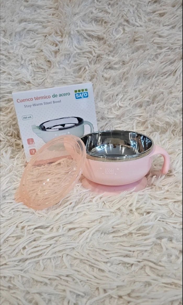 Bol thermique en acier rose Neuf