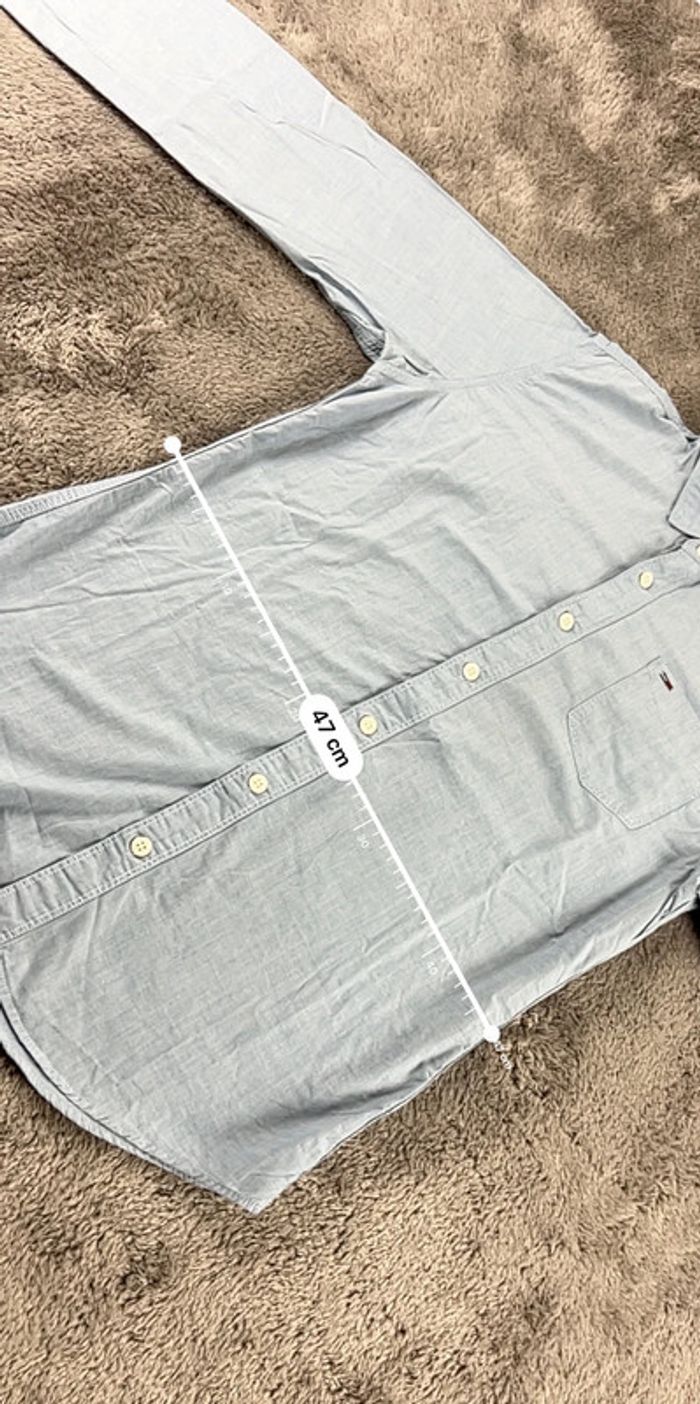 Chemise bleu clair Tommy Hilfiger 100% coton Regular Fit logo brodé Taille S - photo numéro 5