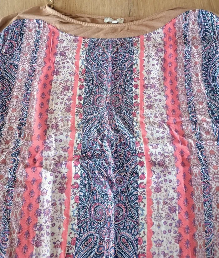Tunique imprimé cachemire rose/bleu manches courtes T40 - photo numéro 3