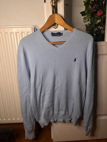 Pull col V oversize Ralph Lauren bleu clair - Taille M