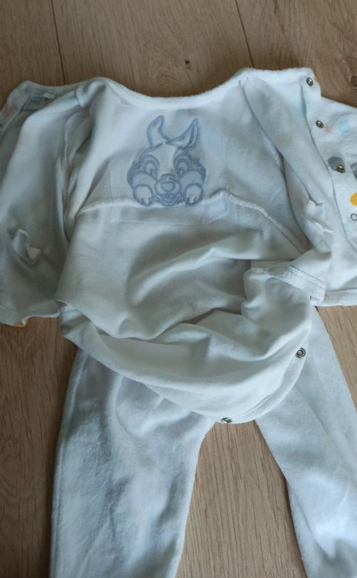 Pyjama velours Blanc Panpan lapin dans Bambi - Disney Baby - Taille 12 mois neuf - photo numéro 4