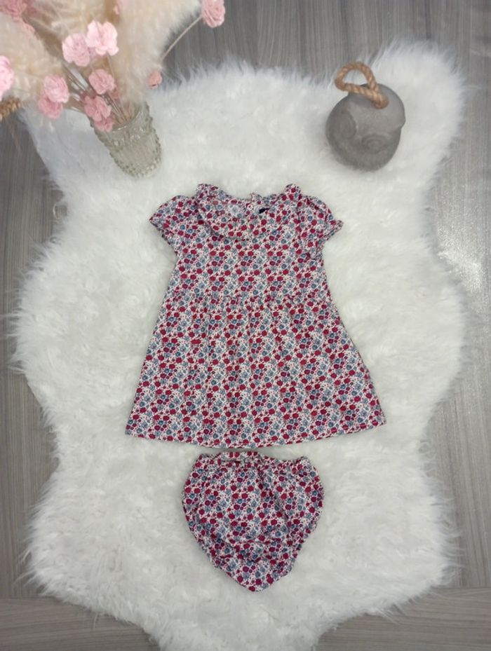 Robe été fleurie + bloomer 6m
