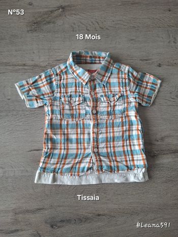 🌷N°53🌷Chemise T-shirt Courtes Manches - Tissaia - 18 Mois🌷