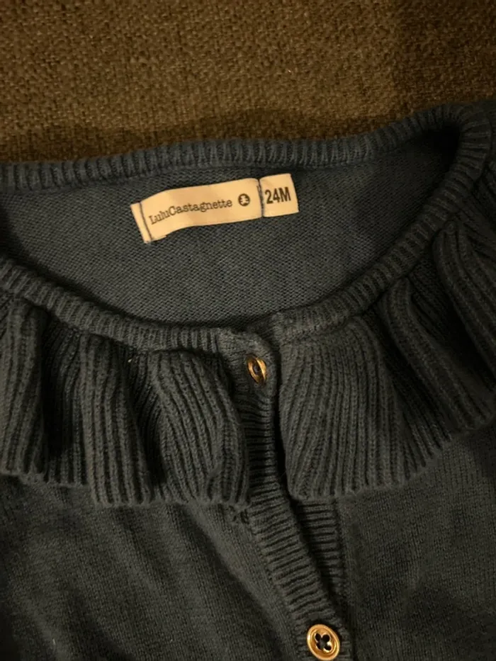 Gilet avec col bébé fille, lulu castagnette, bleu, 24 mois - photo numéro 2