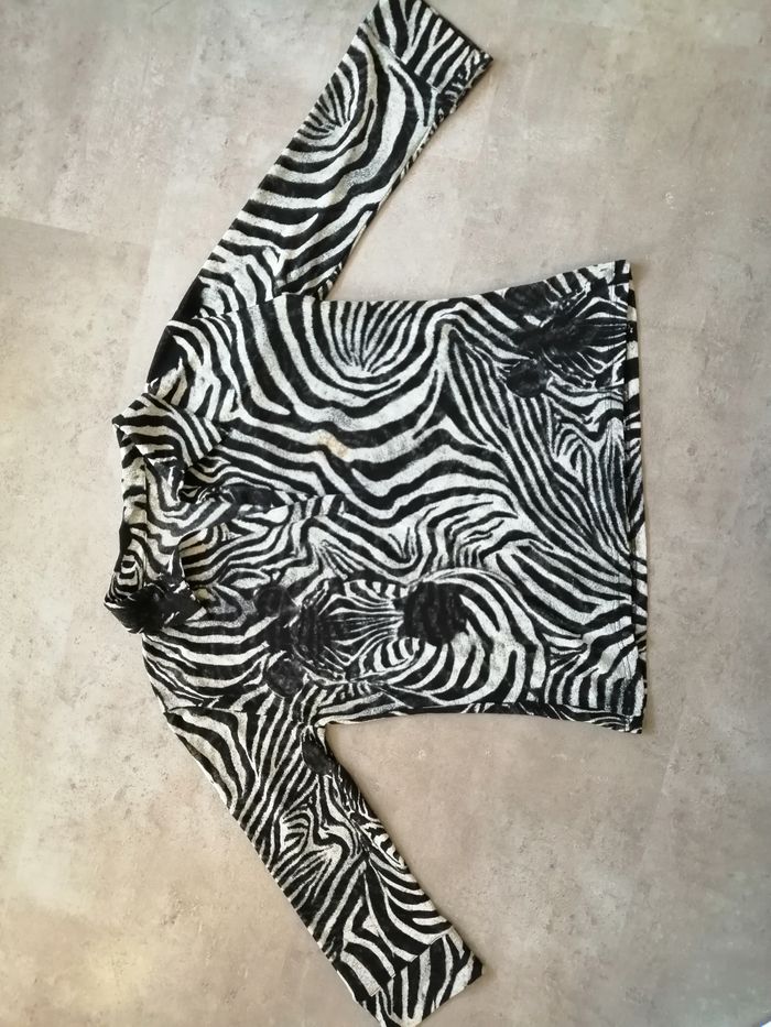 chemisier voile noir et blanc Taille unique - photo numéro 2