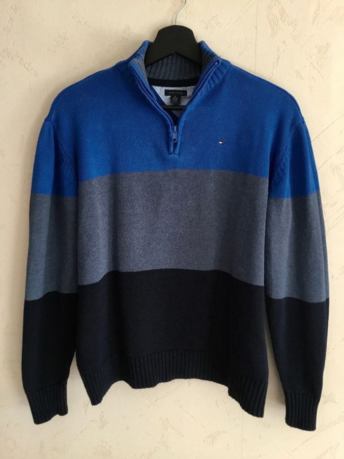 Pull 1/4 zip enfant Tommy Hilfiger tricolore taille XL O71
