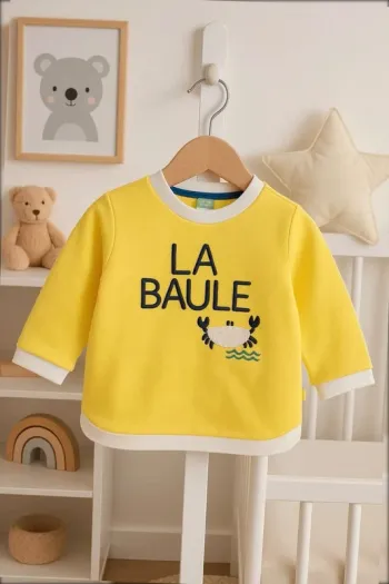 Sweat bébé jaune “La Baule” Obaïbi – 3 mois (59 cm)