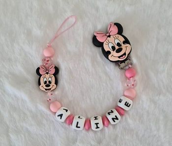 Attache tétine personnalisé en silicone minnie + adaptateur mam