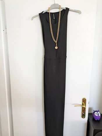 Robe midi côtelée dos croisé