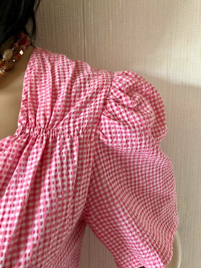 🍓Robe Vintage authentique années 70/80 vichy rose Cottagecore Romantique Retro summer Gingham Dress🍓 - photo numéro 13