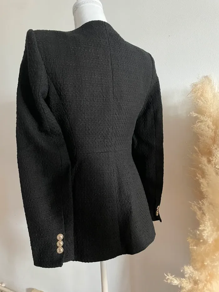 Zara veste blazer tailleur tweed noir avec boutons dorés taille XS - photo numéro 5