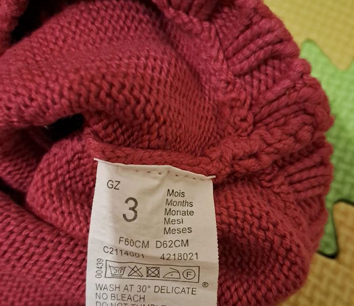 Boléro maille rose, alphabet, taille 3 mois (60 cm) - photo numéro 4