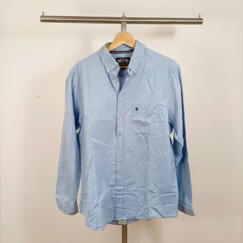 Chemise bleu clair Cambridge manches longues – 100 % coton – taille L A013