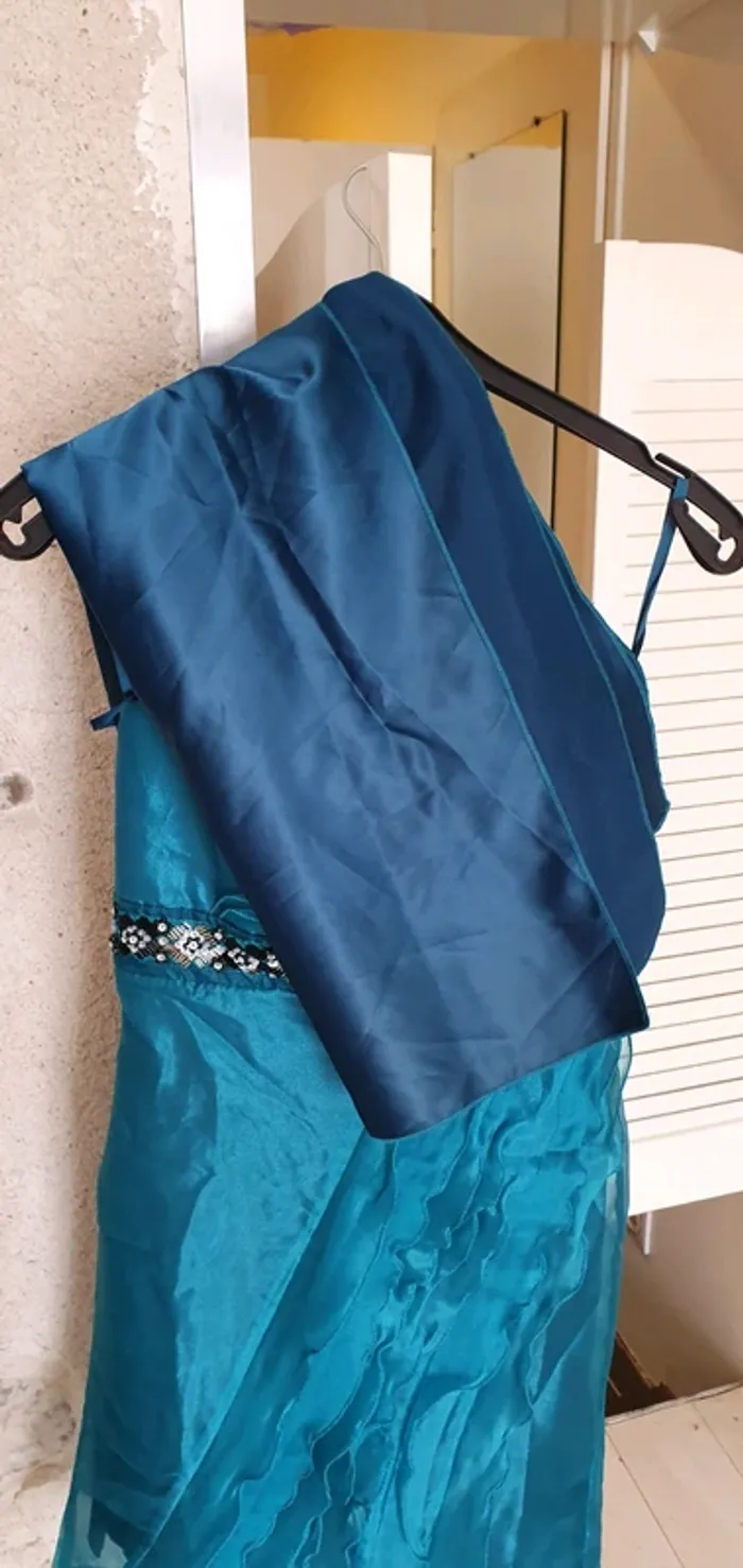 Robe cocktail bleu canard - photo numéro 3