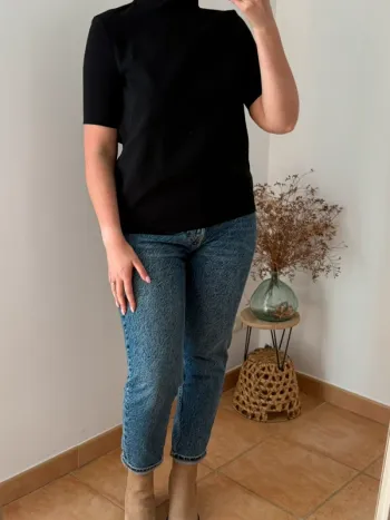 Top à col montant MANGO noir