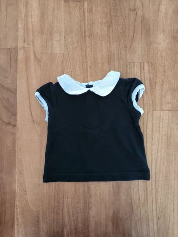 T-shirt polo Jacadi bleu marine col blanc 6mois 67cm