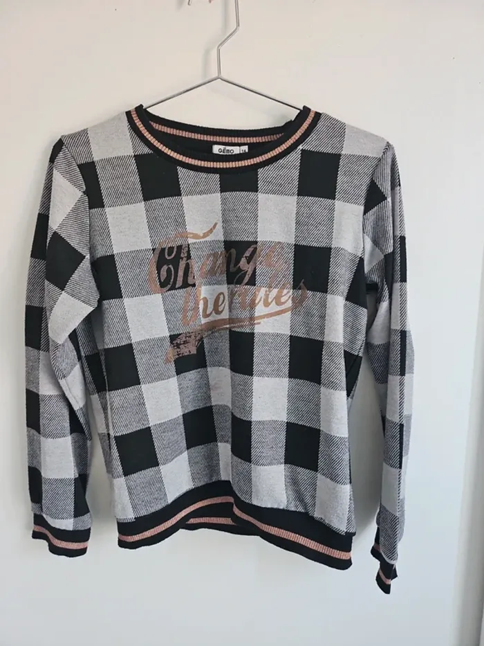 Pull a carreaux fille 14 ans