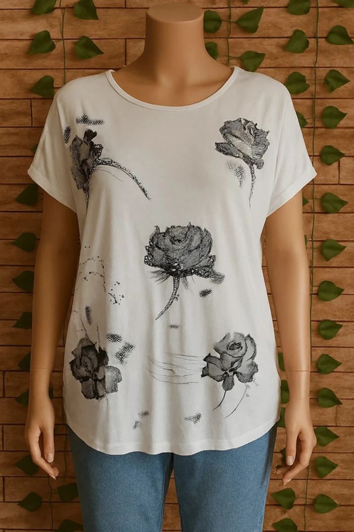 🌸T-shirt MC floral Cc Collection Taille Unique 🌸