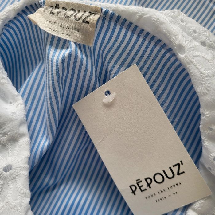 Chemise rayée à col et manches en dentelle neuve avec étiquette TU (44/50) Pépouz' by Loicïa Curve - photo numéro 17