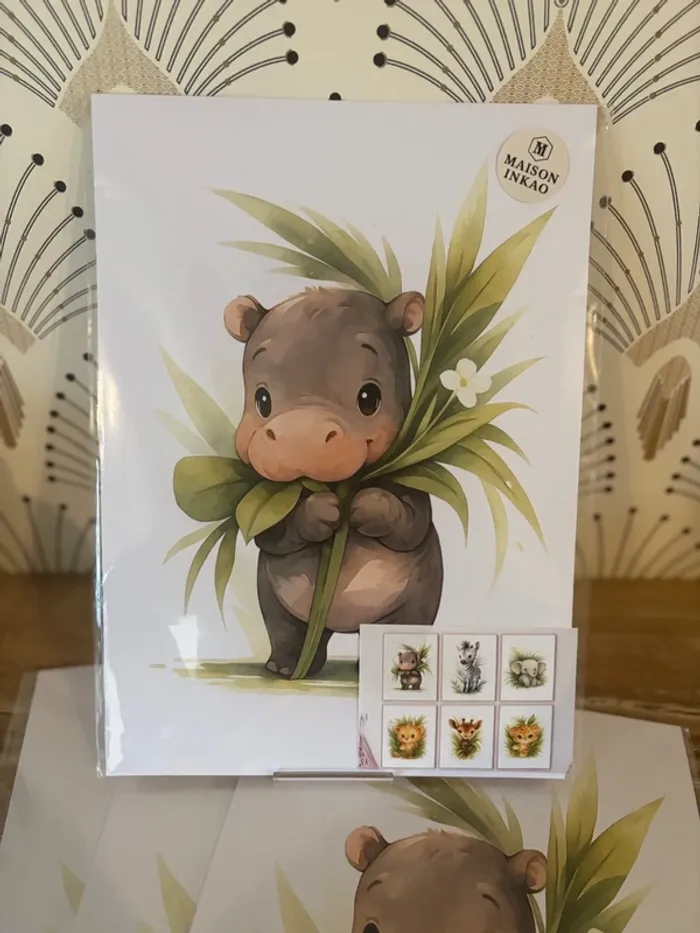 Affiches “Mini-Safari Doux” pour chambre enfant