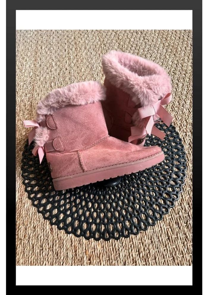 Bottines rose suedine noeud