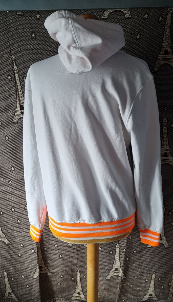 Sweat à capuche blanc et orange fluo taille M mixte - photo numéro 3