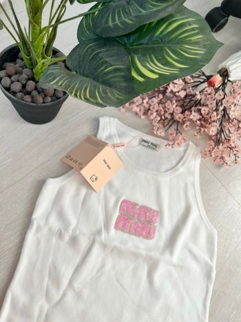 Débardeur Miu strass rose 