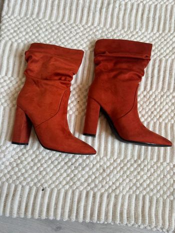 Bottines femme en daim orange 37