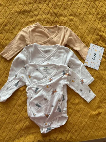 Lot 3 bodies ML orange&blanc Kiabi