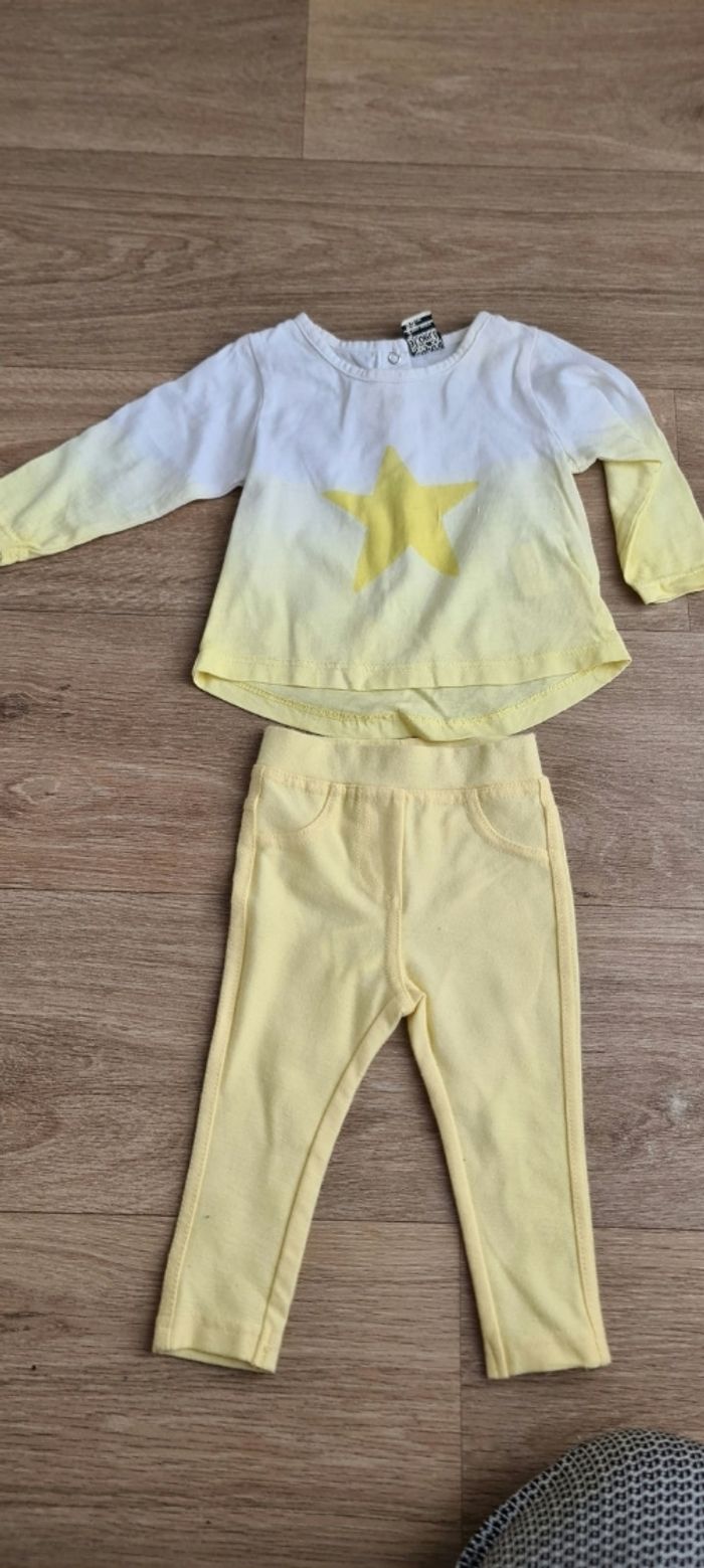 Très jolie petite ensemble tape à l'oeil neuf leggings et t-shirt 3 mois