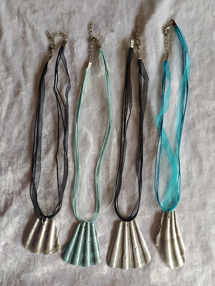Collier coquillage et support collier organza - vendu à unité - photo numéro 2