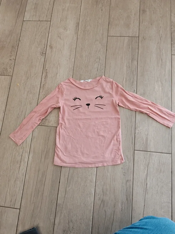 Ensemble 5 ans jeans gris et t-shirt rose chat - photo numéro 2