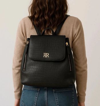 Sac à dos noir , atelier royal effet croco femme – Grande capacité & look chic