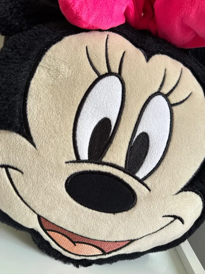 🎀Disney Minnie Mouse coussin plat - tête - très bon état- noir et rose - photo numéro 2