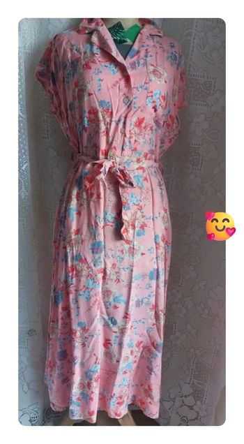 Robe longue rose à motifs Escandelle, neuve, taille L