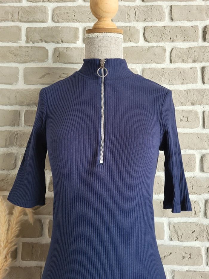 Robe en maille côtelée bleu marine col zippé NA-KD - Neuve - photo numéro 2