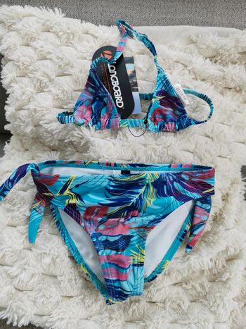 Maillot de bain 2 pièces bikini Longboard bleu et violet taille 3 ans