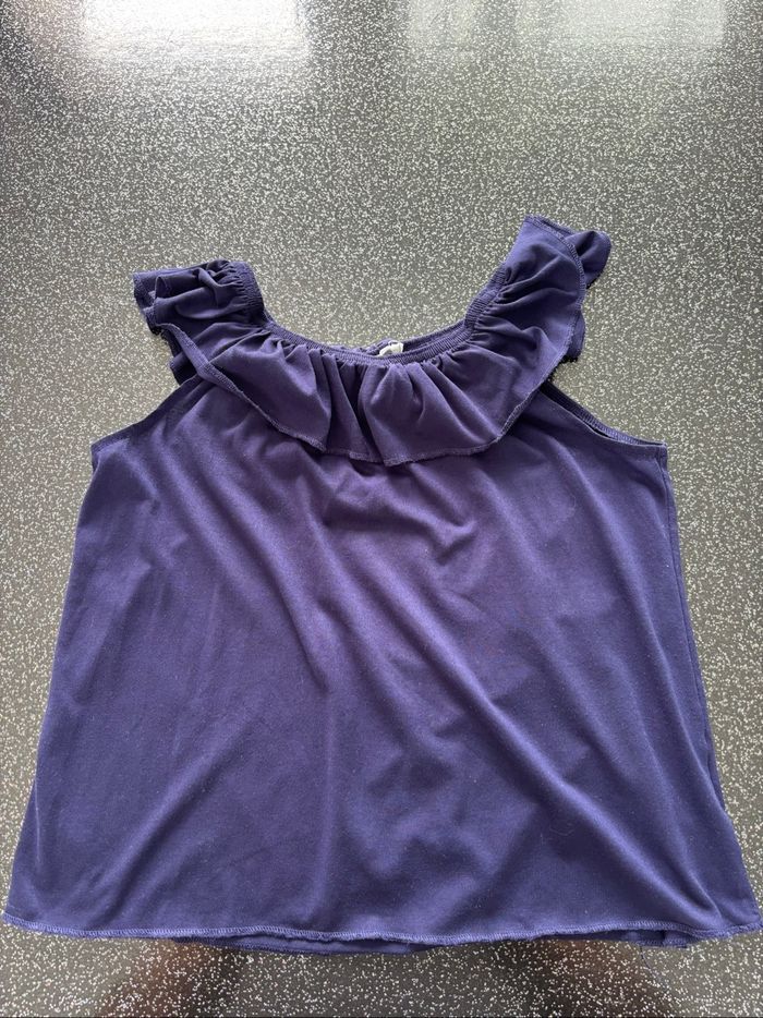 H&M - t-shirt à volant bleu fille 6-8ans