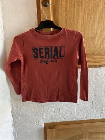 T-shirt manches longues garçon rouge brique - 5 ans