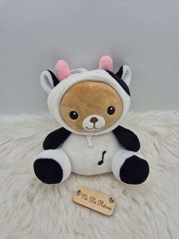 Doudou peluche musical Ours déguisé en vache Fizzy