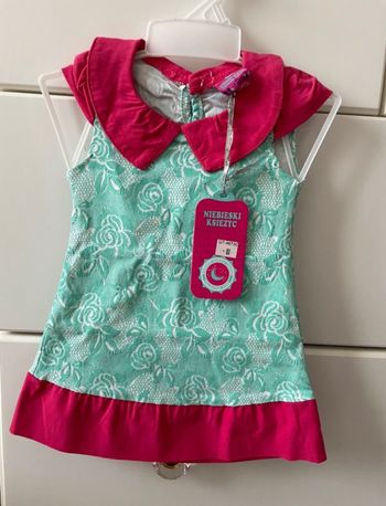 Robe bébé fille 12 mois rose blanche vert turquoise neuve étiquette